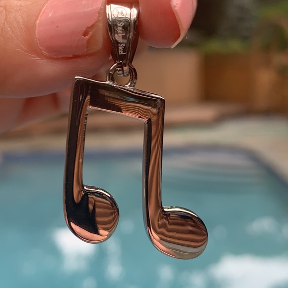 New Stainless Steel Musical Note Charm - Picture 3 of 5